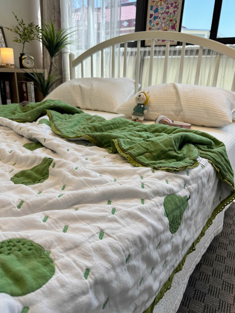 면 자카드 5겹 거즈 여름 시원한 이불 귀여운 오리배 담요 순면 여름 시원한 이불 에어컨 이불 150*200