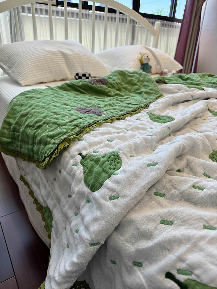 면 자카드 5겹 거즈 여름 시원한 이불 귀여운 오리배 담요 순면 여름 시원한 이불 에어컨 이불 150*200