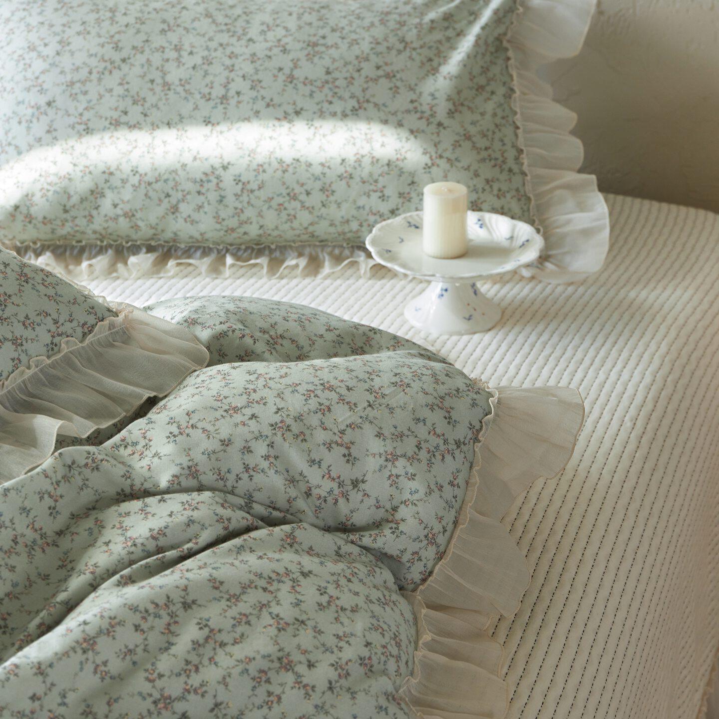 韩版花边田园小碎花床盖款四件套双层纱全棉纯棉被套床上用品1.8m