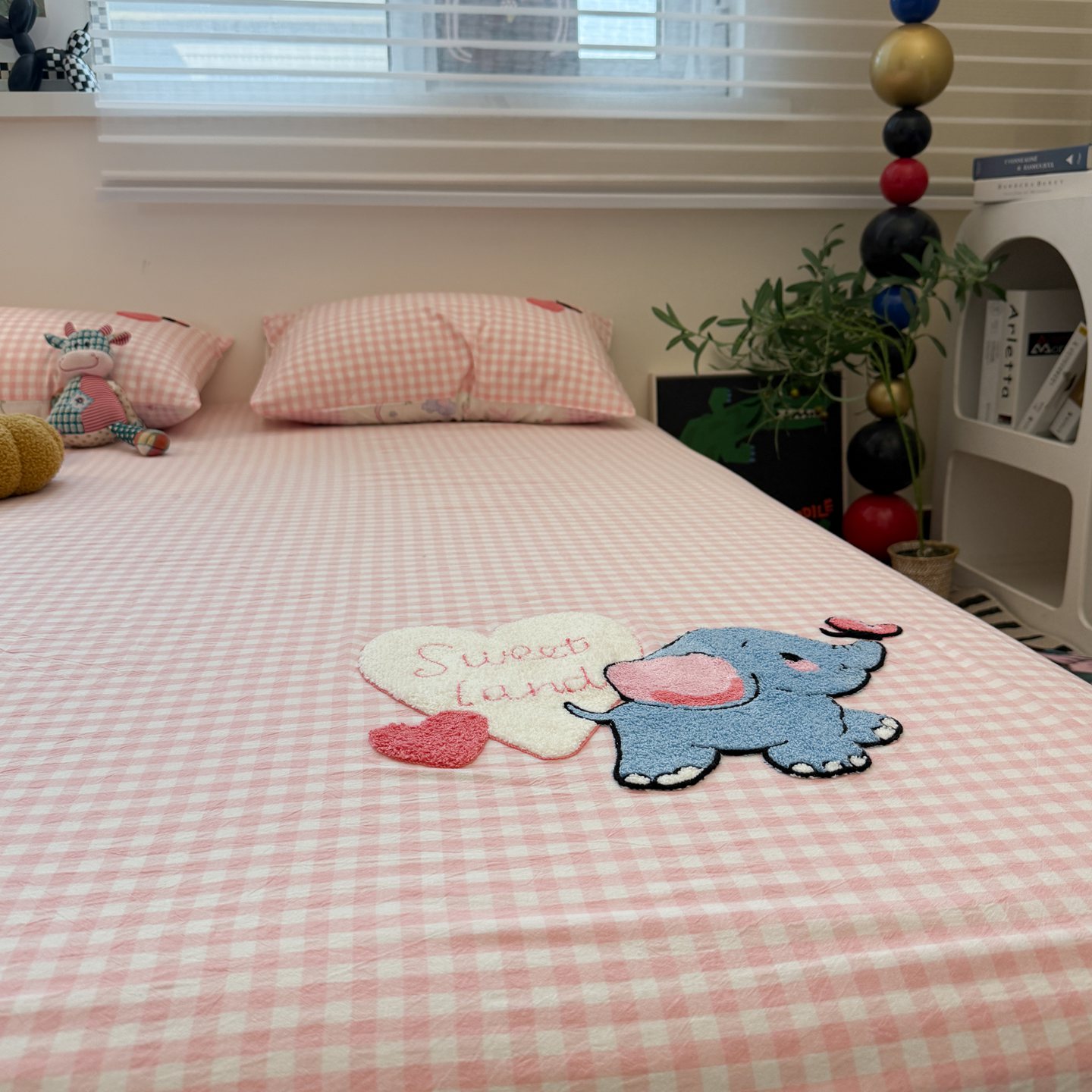 卡通风毛巾绣小象全棉水洗棉床笠床单单件纯棉全包床垫保护套床品