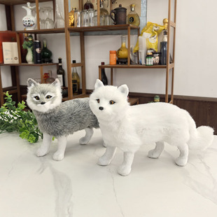 仿真狐狸摆件可烧堂口用品玩偶动物模型桌面装饰白狐红狐黑狐黄狐