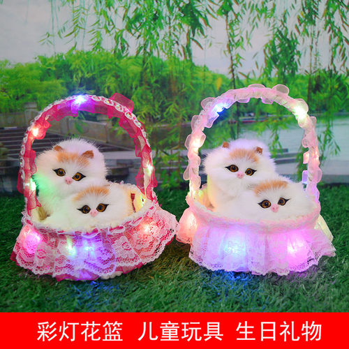 母子猫仿毛儿童玩具仿真景区摆件