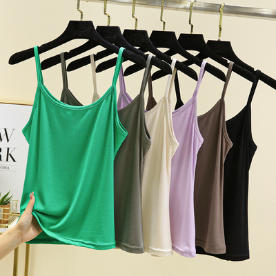 螺纹莫代尔小吊带夏季女薄款纯色内搭修身显瘦打底衫无袖针织上衣