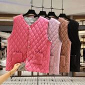秋冬季 德绒加厚马夹女士单排扣短款 马甲保暖内搭加绒发热坎肩外套