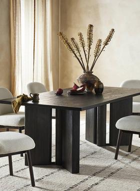 美式barg餐桌餐椅组合家用客厅现代简约长桌美式实木轻奢餐桌定制