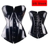 PVC Leather Corset机能帅酷亮皮束身衣托胸塑性收腹紧身胸衣