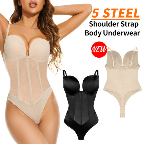 连体衣紧身收腰网纱钢骨