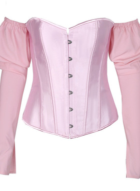 19406法式长袖色丁塑身衣胸衣