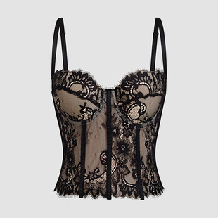 鱼骨衣小吊带性感蕾丝打底背心免文胸可外穿辣妹上衣DB1136