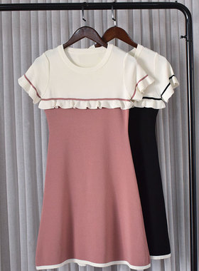 A632-2 尾货女装夏季薄款法式仙女学院风修身减龄花边复古裙显瘦