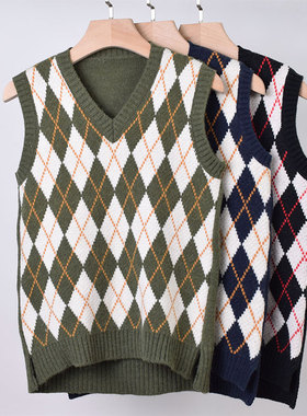 B891-1 冬季女装新品柔软针织毛衣马夹背心V领修身气质百搭提花