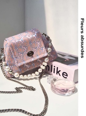 Fleurs absurdes原创新款减龄气质国风蕾丝缎面设计师手提斜挎包