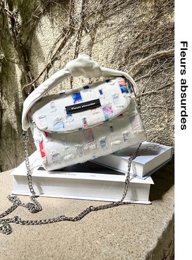 Fleurs absurdes原创法式小众百搭甜酷黑白牛仔斜挎单肩手提包