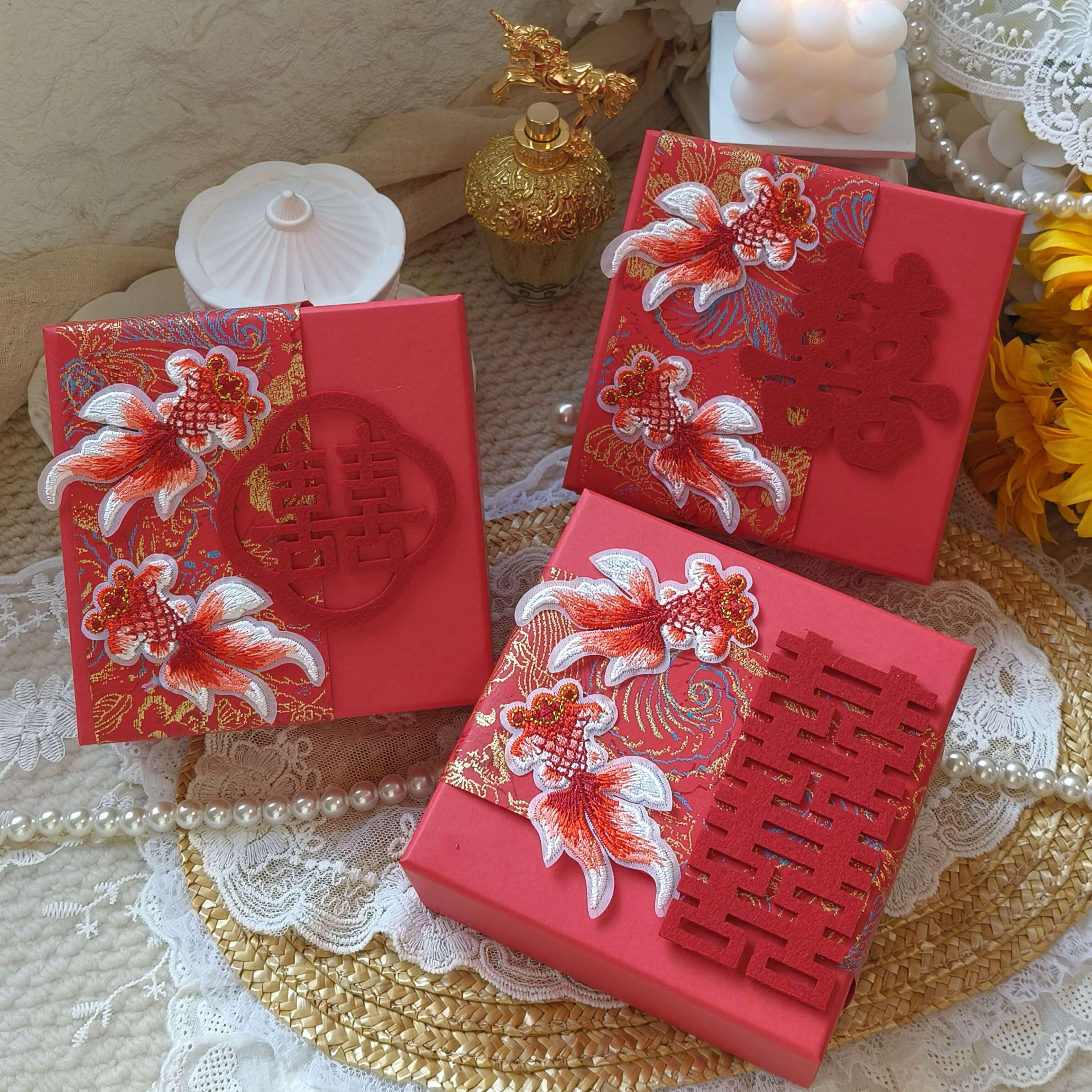 原创定制红色中式创意喜糖盒结婚婚礼糖果礼盒装空盒糖盒免折叠
