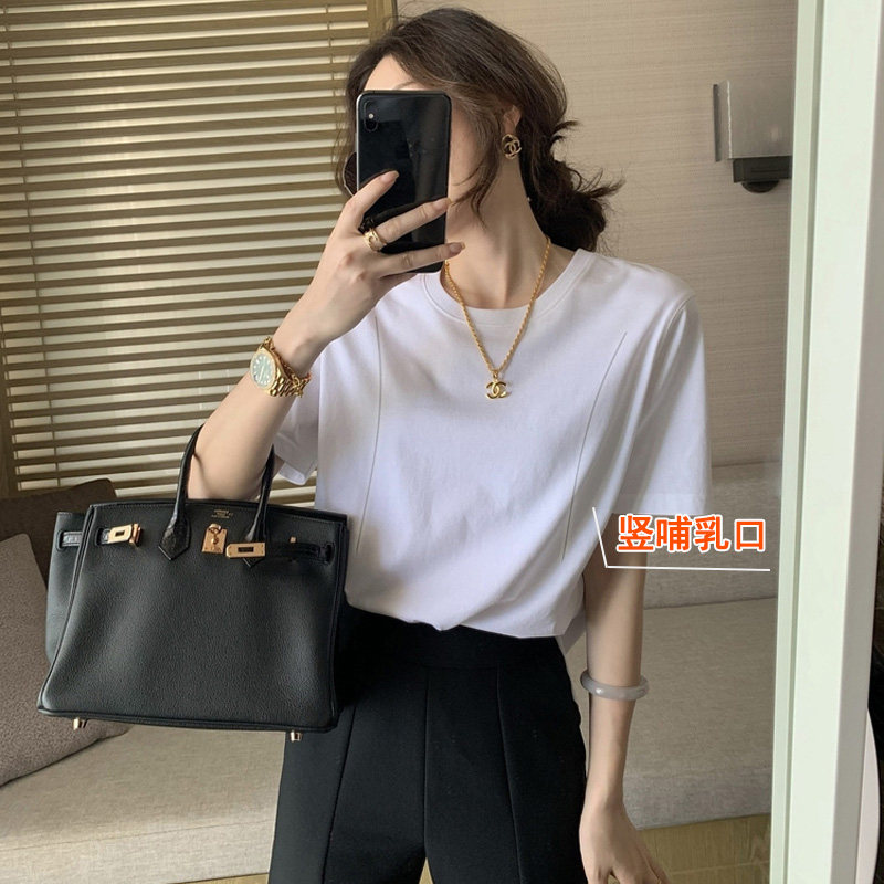 哺乳t恤女正肩短袖外出2026年新款夏季圆领宽松显瘦打底喂奶上衣