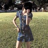 Юбка, ретро женское платье, подходит для подростков, квадратный вырез, французский стиль, по фигуре