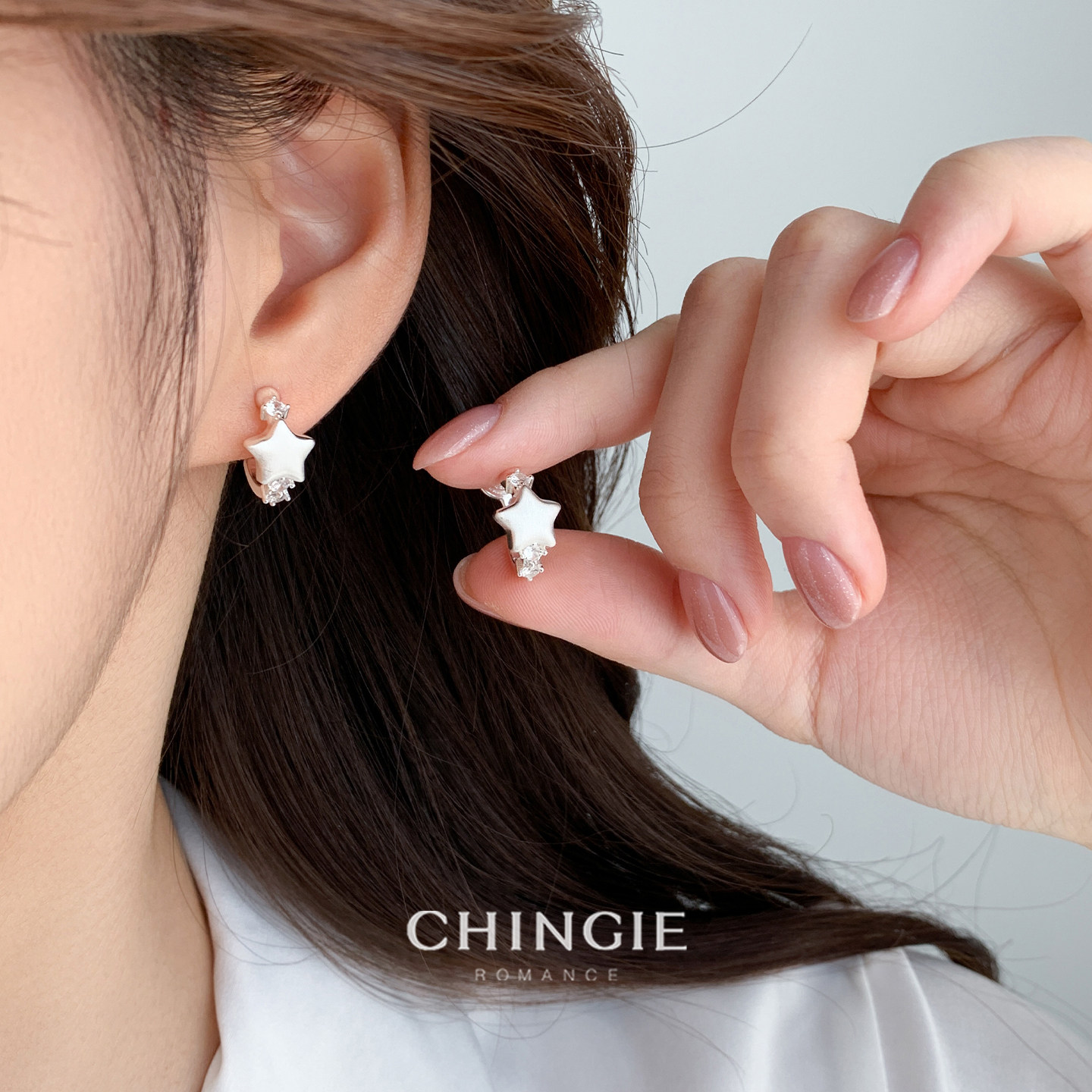 许愿星韩系时尚锆石星星耳夹