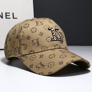 高品质老花轻奢刺绣字母满印棒球帽时尚潮流男款大头围遮阳防晒帽