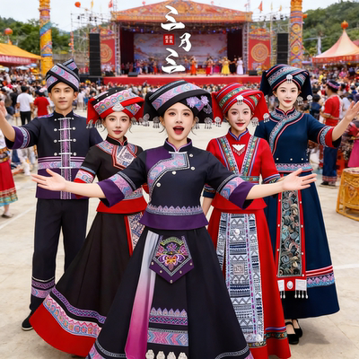 广西三月三壮族男女舞蹈演出服