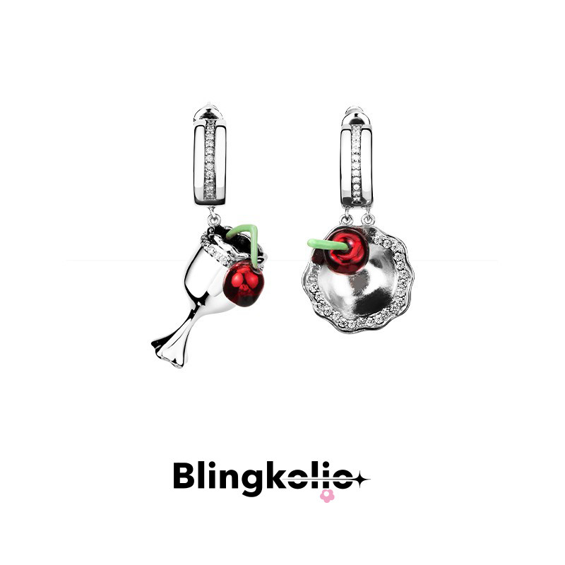 刘忻|刘恋同款 Blingkolio不另可 新款樱桃酒杯金属水钻耳圈耳饰