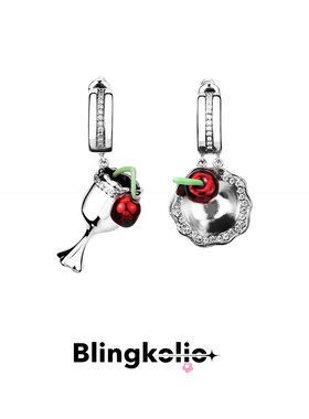 【刘忻刘恋同款】Blingkolio原创设计樱桃苏打水金属甜酷水钻耳圈