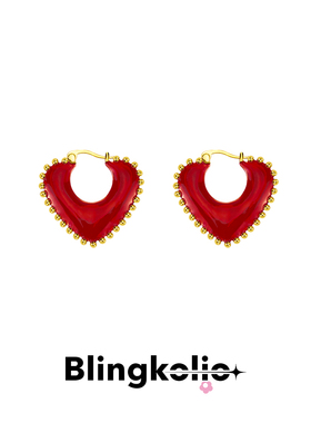 【胡可同款 】Blingkolio不另可 春季新款金色爱心珐琅耳环耳饰女
