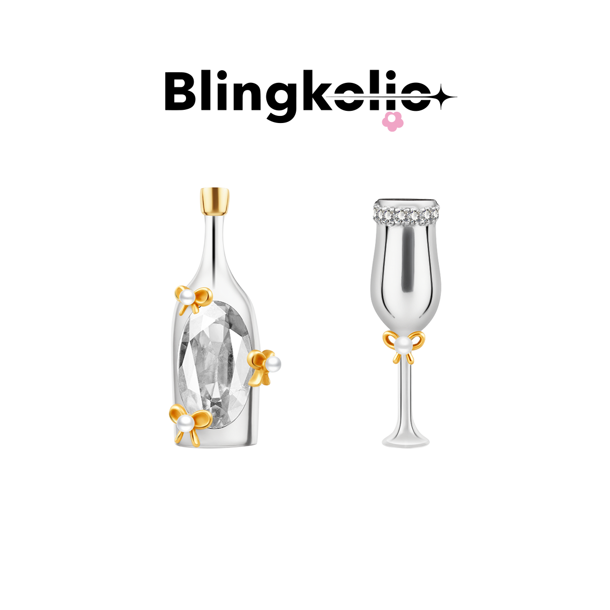 【颜人中同款】Blingkolio不另可锆石银针不对称酒瓶耳钉