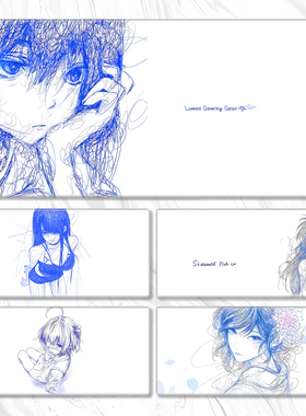 wallheaven克莱因蓝乱线画鼠标垫超大号游戏桌垫动漫办公宿舍定制