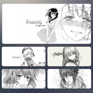 新款wallpaper网红线稿电竞游戏鼠标垫超大号防滑电脑键盘桌垫男