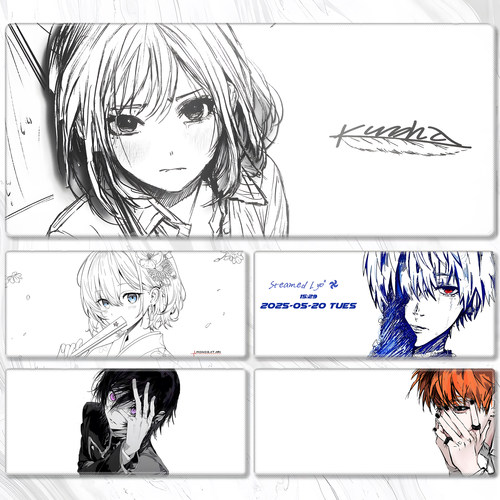 黑白鼠标垫热门电竞超大二次元动漫宿舍游戏电脑键盘耐脏书桌桌垫