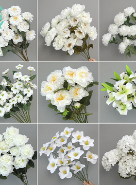 婚礼假花花束白色仿真花摆设满天星装饰花仿生花高档插花花艺摆件