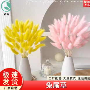 仿真花装饰花彩色兔尾草小清新装饰摆件花束摆设狗尾草客厅摆设样