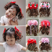 儿童假发蝴蝶结发夹头饰女卷造型可爱公主卡通幼带新款 短韩版 卡子