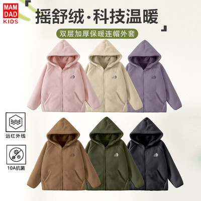 加绒加厚秋冬连帽刺绣外套