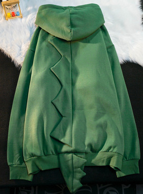 APWSTUDIO秋冬设计感趣味恐龙连帽卫衣男女潮牌加绒休闲情侣外套