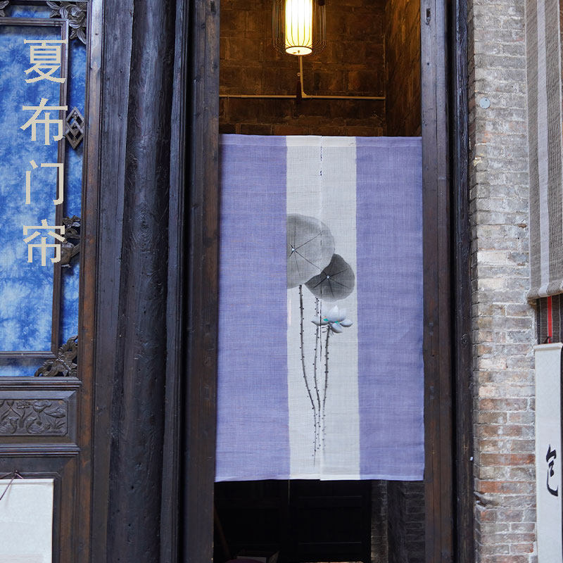夏布门帘苎麻手工织造挡帘背景墙装饰隔断帘玄关挂帘万载夏布