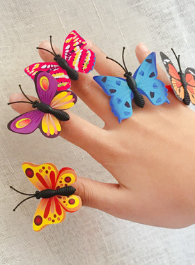 女童儿童戒指发夹蝴蝶首饰卡通塑料指环小公主套装女孩饰品礼物