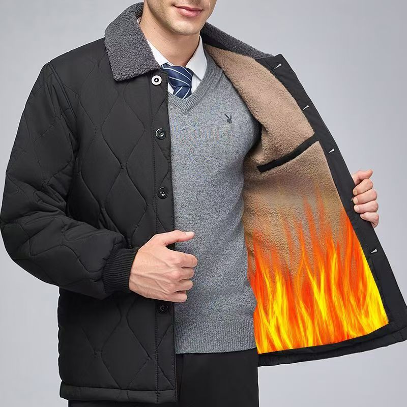 冬季加绒加厚外套男爸爸冬装棉袄中老年男款棉服老人爷爷保暖外套