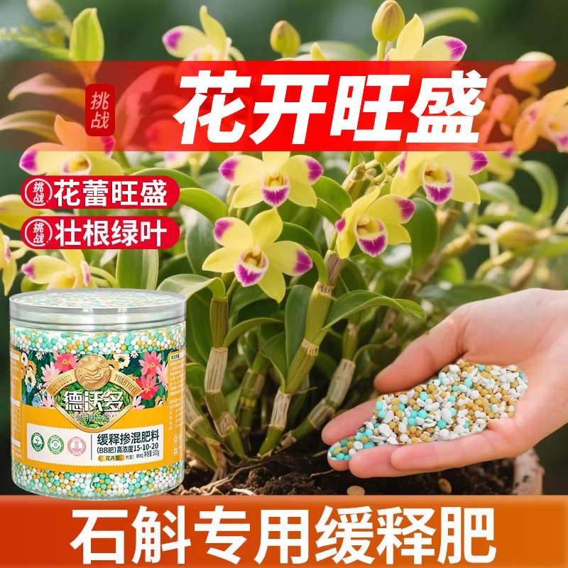 石斛肥料专用肥魔肥兰科控释肥君子兰墨兰蝴蝶兰开花颗粒缓释花肥