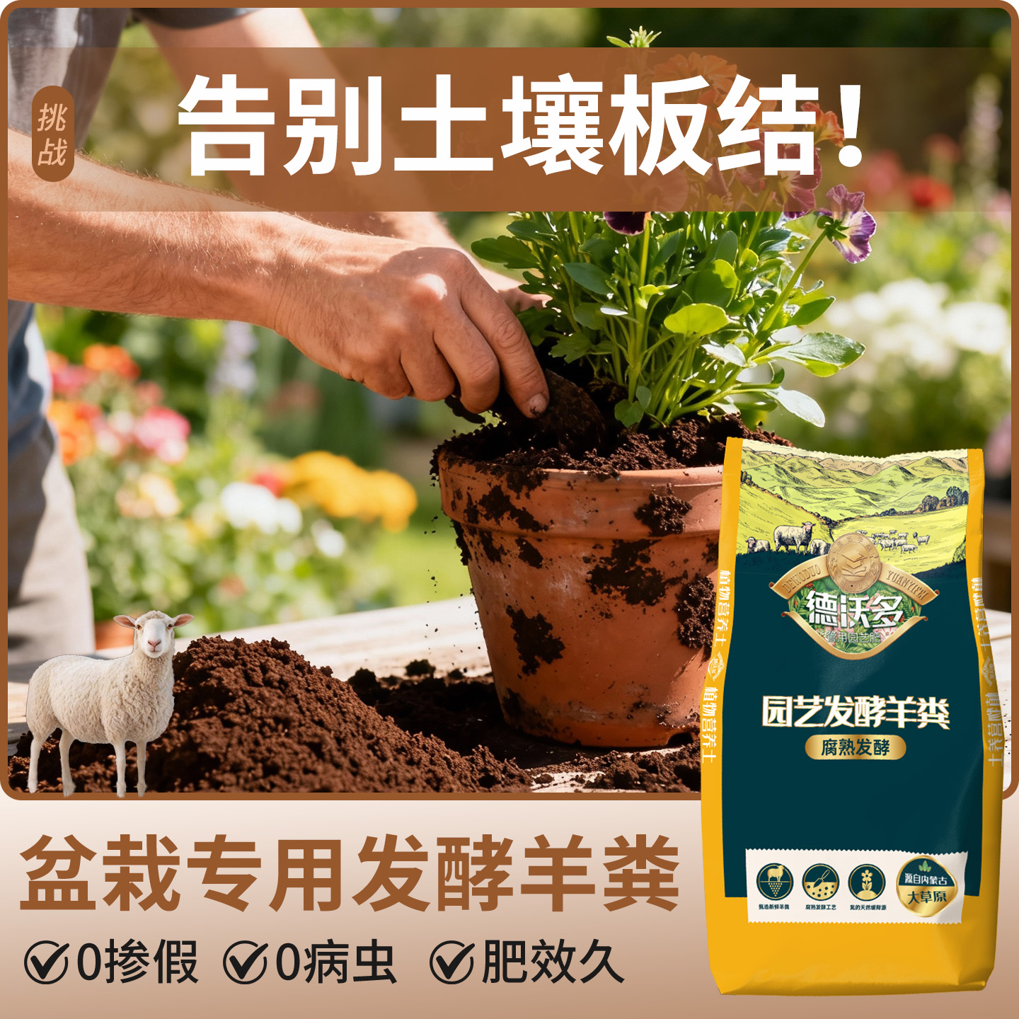 【盆栽专用】发酵纯羊粪养花种菜