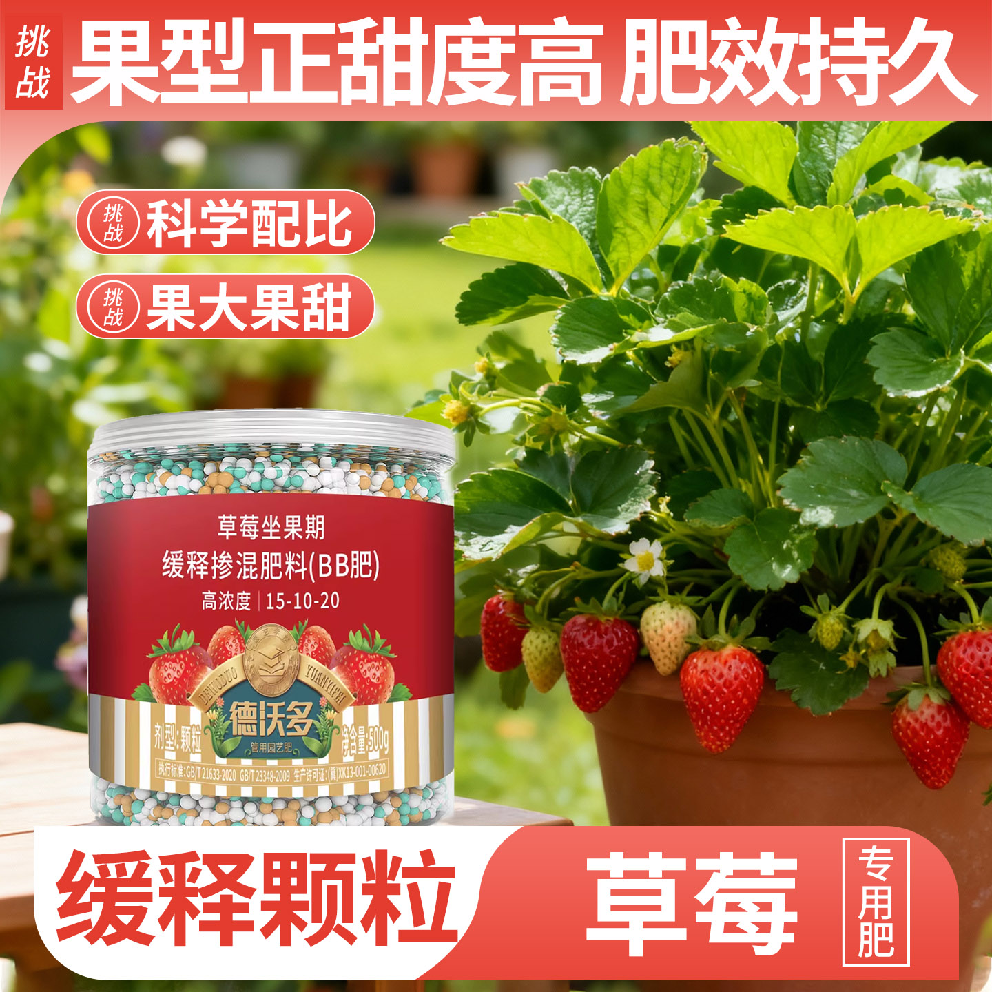 草莓专用肥缓释肥颗粒肥料膨果增甜治黄叶掉叶盆栽草莓肥料营养液