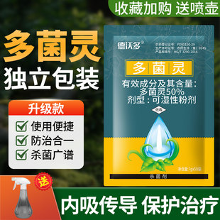 多菌灵粉杀菌剂正品 多灵菌生根粉白粉病专用药 花卉植物通用小包装