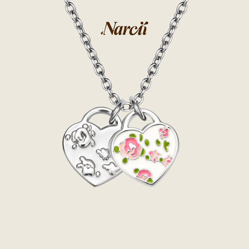 NARCII 「玫瑰碎花迷你爱心锁骨链」原创设计项链生日礼物 新品