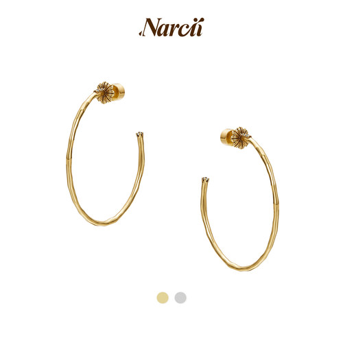 NARCII「胶囊系列」复古非洲菊耳圈圆形素圈耳环耳钉 生日礼物