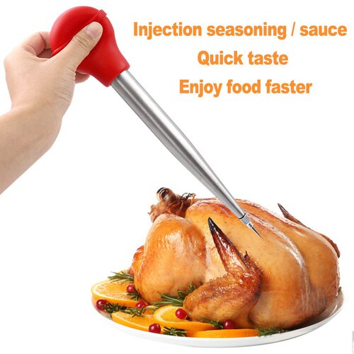 304不锈钢火鸡针烧烤调料工具酱料泵硅胶吸油管Turkey baster set
