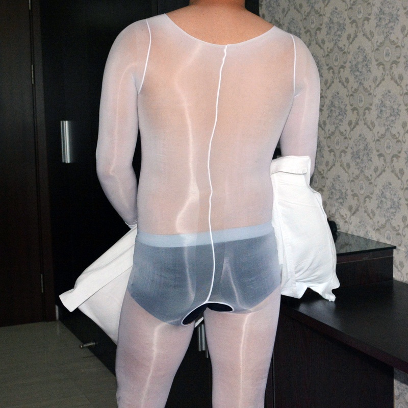 卿荷性感丝袜连体衣男士套油光袜丝滑全身衣8D超薄透明情侣加大码
