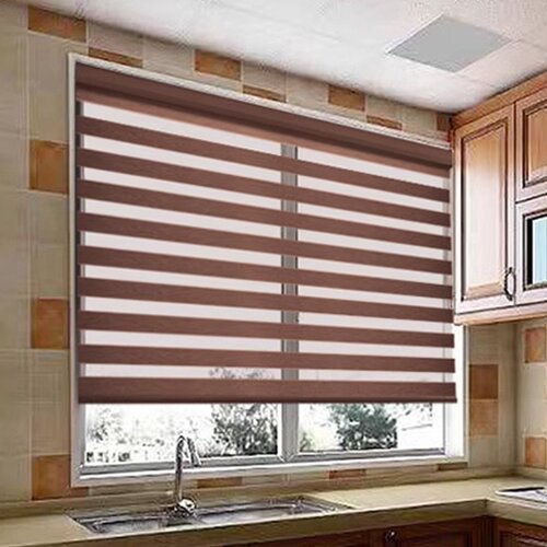 柔纱帘双层遮光帘卫生间卷帘防霉办公室厨房拉珠帘阳台简约窗帘