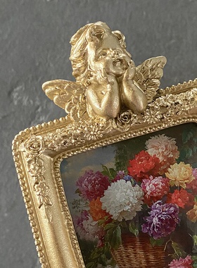 欧式金色雕花镂空相框画框浮雕树脂像框家居摆台挂墙两用相框摆件