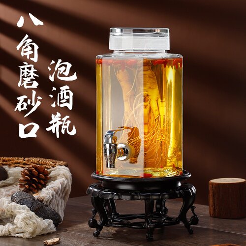 泡酒玻璃瓶家用酒坛密封10斤人参药酒罐酒桶带龙头用酒瓶厂家