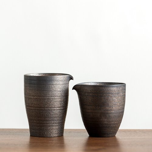 薄胎手工日式公道杯铁锈釉茶海鎏金釉大公杯陶瓷茶道茶具